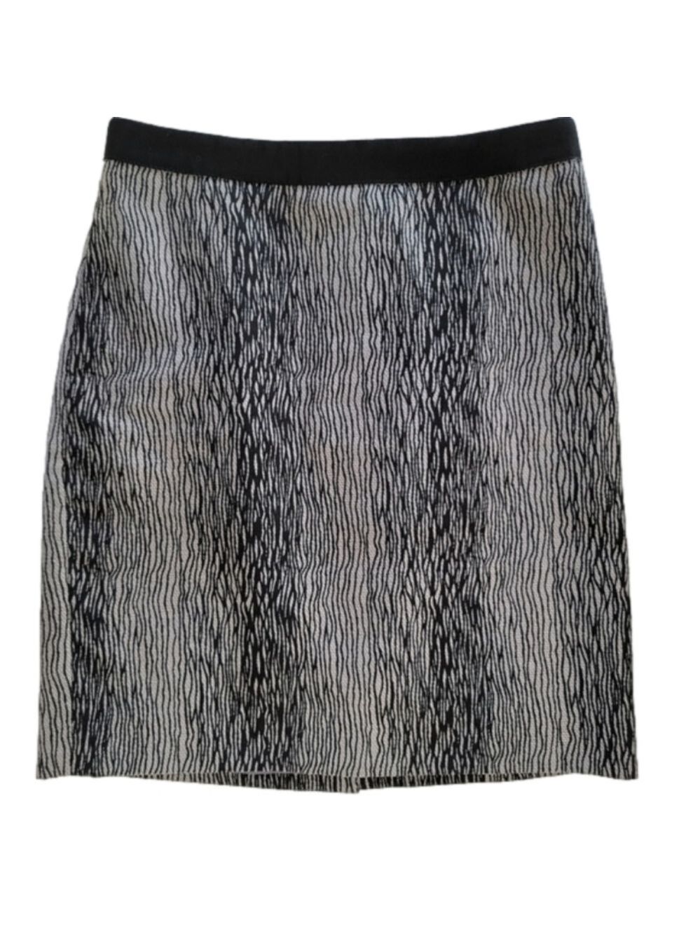 Ann Taylor Woman's Black and Silver Gray Pencil Skirt Size 2 Petite EUC